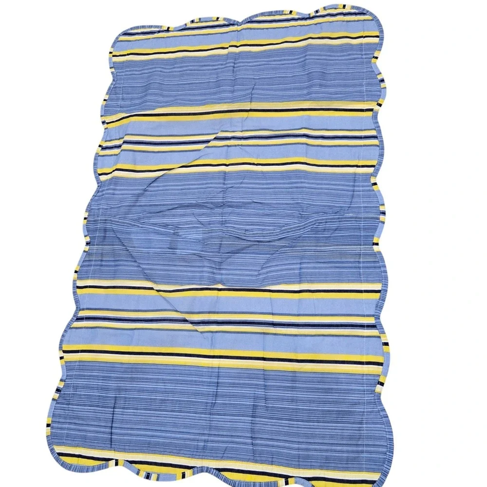 Waverly Hydrangea Quilted King Pillow Sham 39x24 Reverse Stripe Scalloped Edge